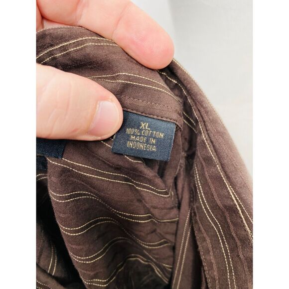 Axist Men’s Shirt Brown Striped Button-Down Long Sleeve Modern Fit Size XL - Picture 8 of 8
